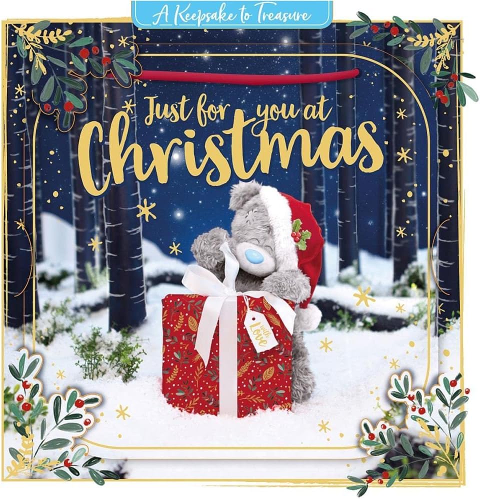 Bear With Big Gift Open Christmas	Card