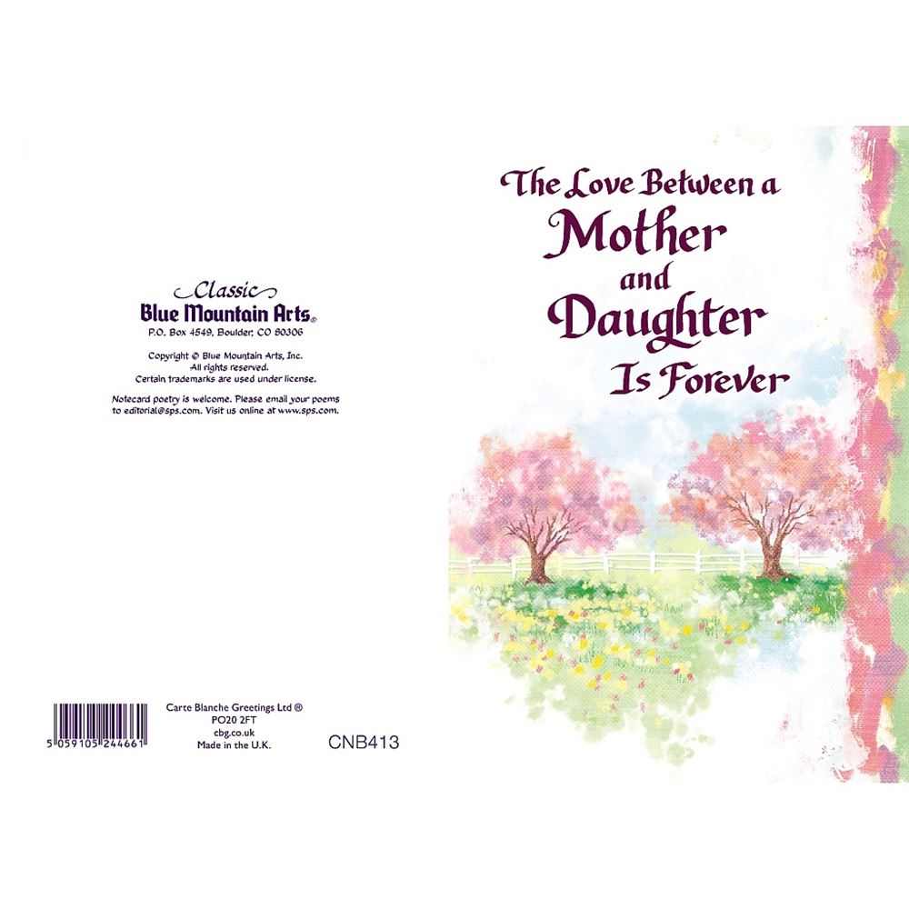 Mother & Daughter Love Forever Sentimental Verses Keepsake Greeting Card