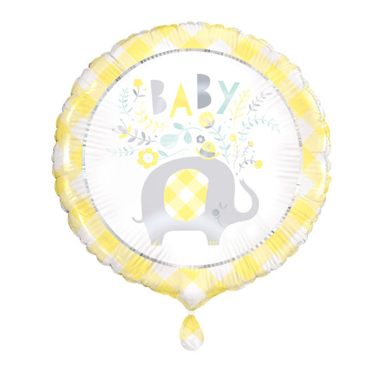 Yellow Floral Elephant Round Foil Balloon 18"