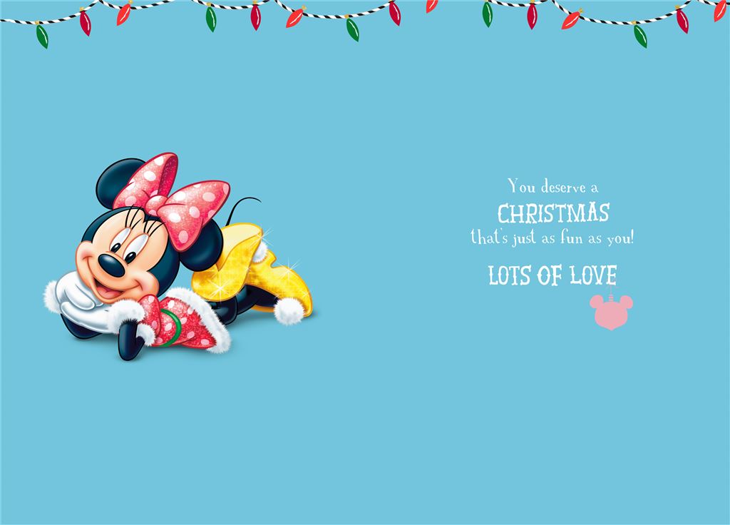 Disney Minnie Mouse Lovely Granddaughter with Recyclable Badge Christmas Card