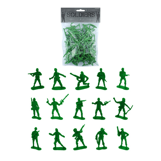 Bag of 50 Traditional Green Plastic Toy Soldiers for Army Military War Games