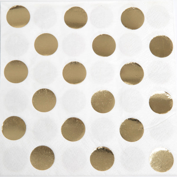 Pack of 16 Gold Foil Dots Stamped Beverage Napkins