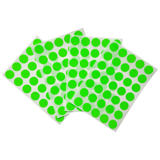 Pack of 700 Fluorescent Green 13mm Round Labels - Stickers