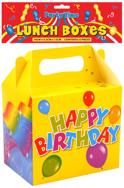 Pack of 6 Happy Birthday Lunch Meal Boxes Party Bags