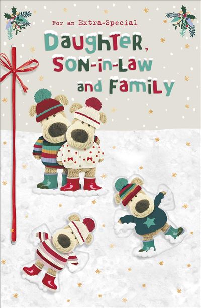 Boofles Doing Snow Angels Daughter & Son In Law & Family Christmas Card