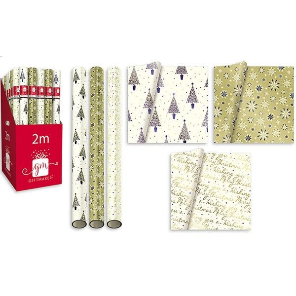 2M Luxury Gold Foil Christmas Gift Wrapping Paper