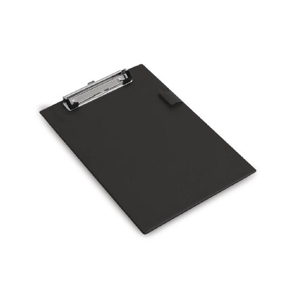 Pack of 10 Rapesco Standard PVC Retractable Hanging Hole A5 Black Clipboards