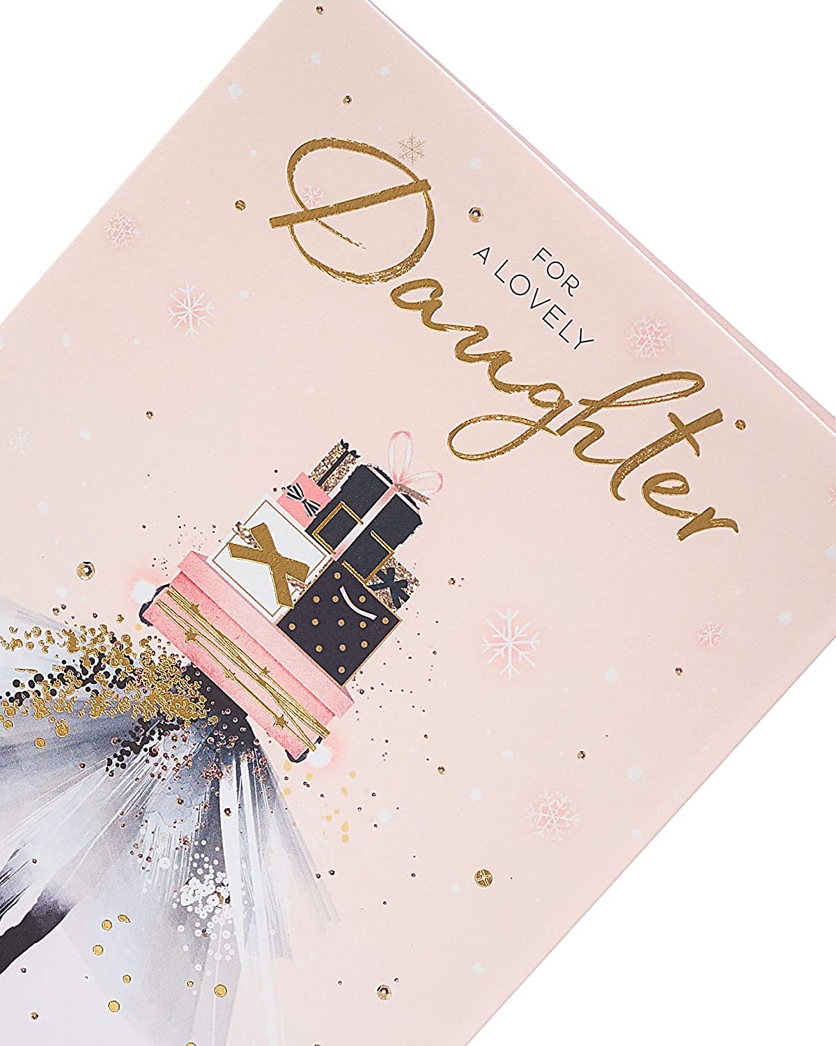 Daughter Christmas Card Gorgeous Pink and Gold Design