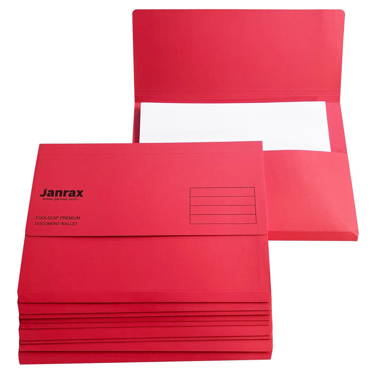 Pack of 50 Red Card Premium Foolscap Document Wallets