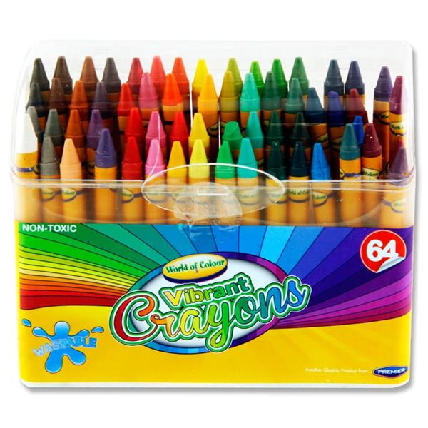 Box of 64 Vibrant Crayons With Sharpener by World of Colour