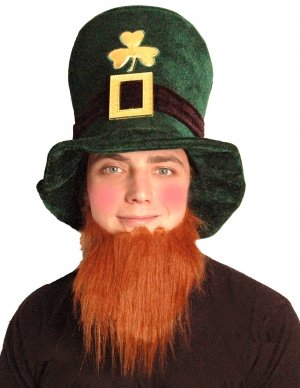 Hat Shamrock Velvet with Beard Deluxe Adult