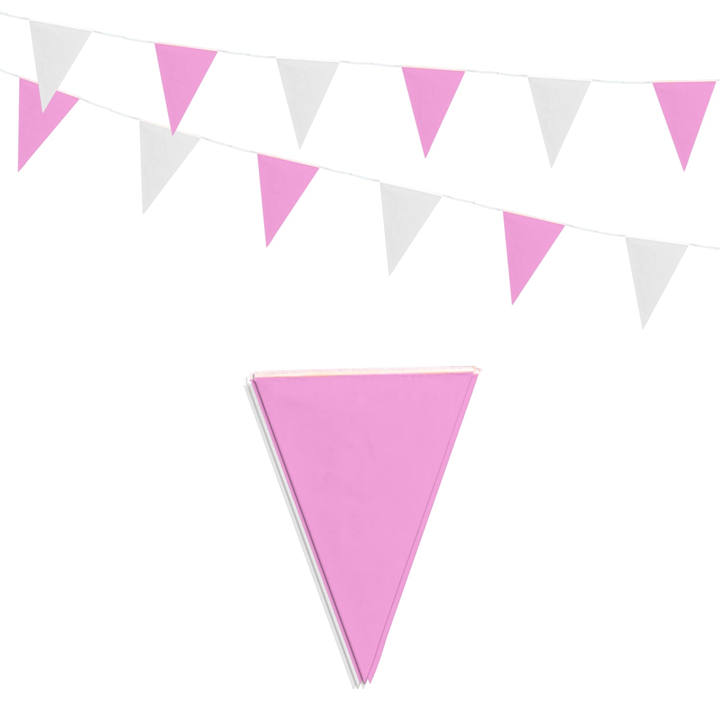 White Light Pink Alternate Bunting 10m with 20 Pennants