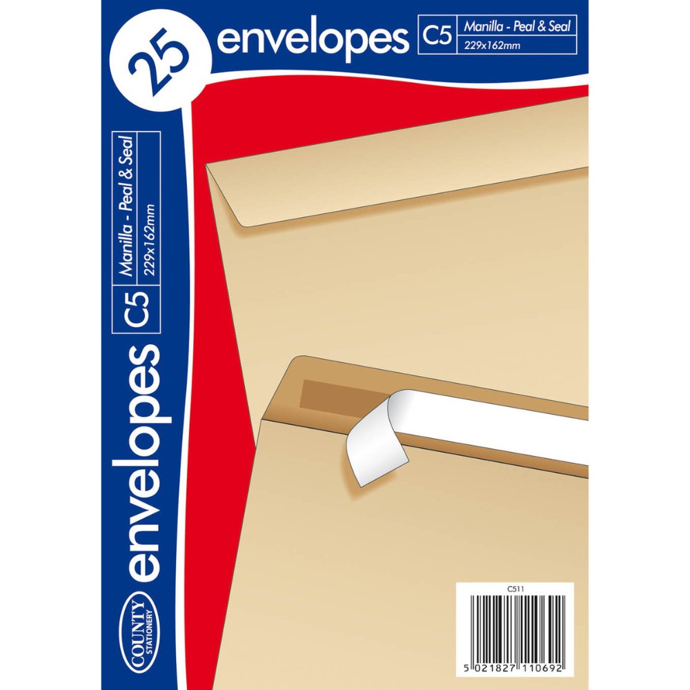 Pack of 25 C5 Peel & Seal Manilla Envelopes