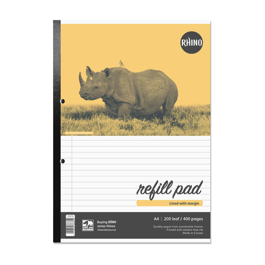 Rhino A4 200 Leaf 8mm Lined with Margin Refill Pad