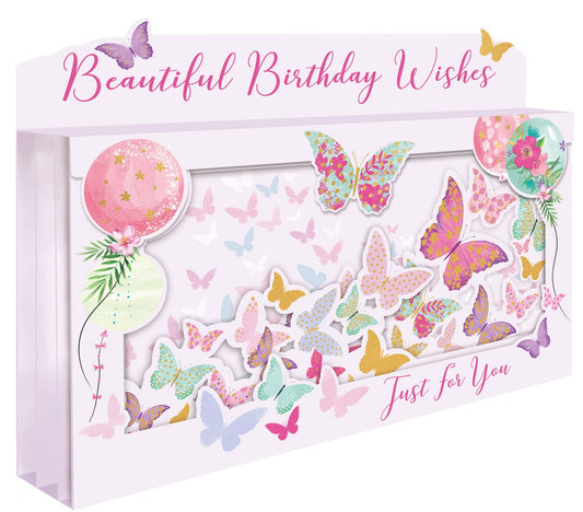 Spectacular 3D Butterflies & Balloons Birthday Card