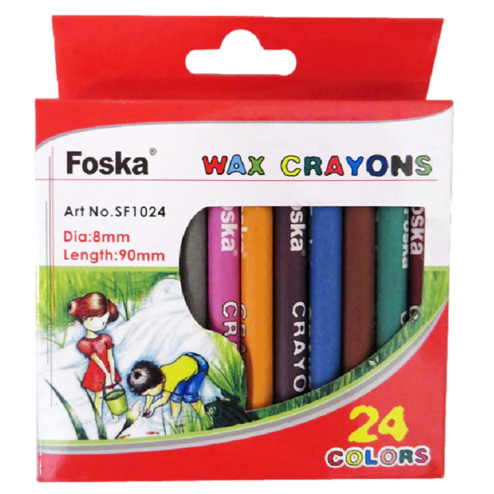 Pack of 24 Assorted Colour Wax Crayons