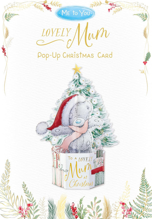 Bear In Front Of Xmas Tree Luxury Pop-Up 3D Mum Christmas Card