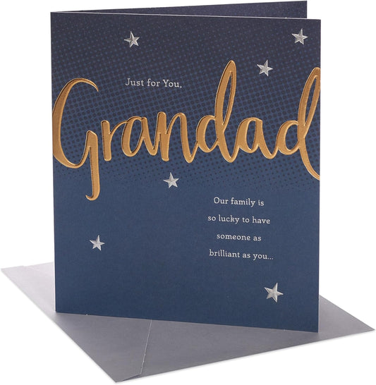 Gold Lettering With Stars Design Grandad Birthday Card