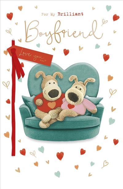 Boofles on Sofa Boyfriend Valentine's Day Card