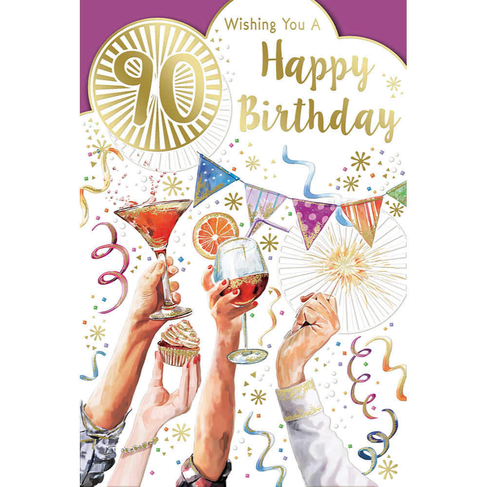 Wishing You a 90th Happy Birthday Open Unisex Celebrity Style Greeting Card