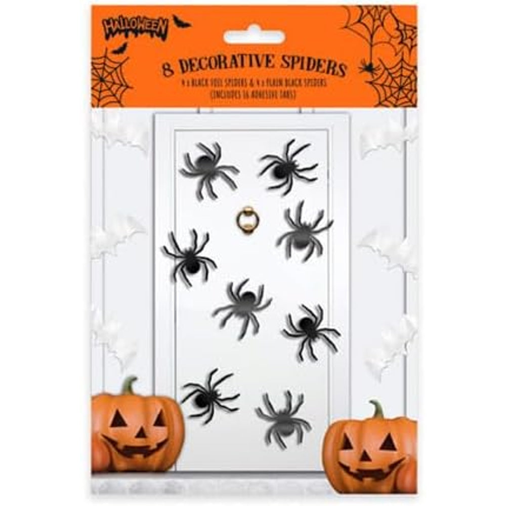 Pack of 8 Halloween Decorative Spiders