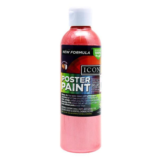 300ml Red Pearlescent Poster Paint by Icon Art