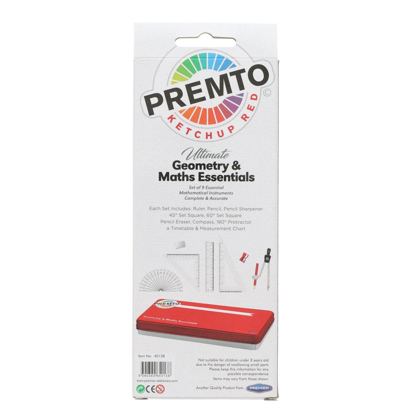 9 piece Ketchup Red Maths Set By Premto