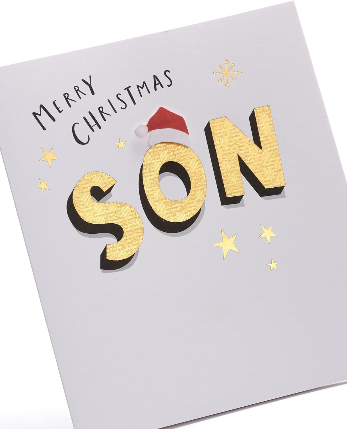 Son Christmas Card Gold Lettering Design 