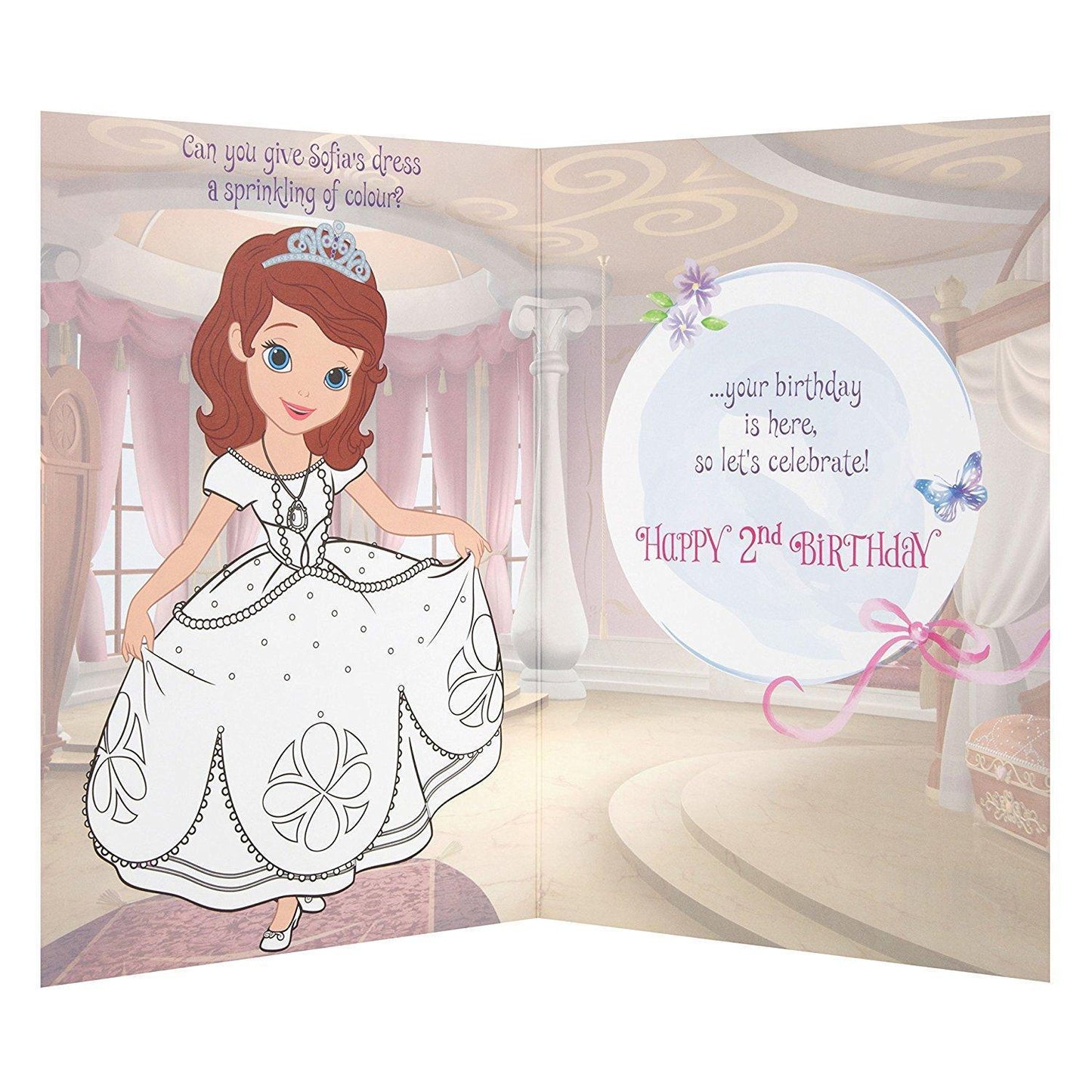 Hallmark Disney Princess Sofia 2nd Birthday Card Let's Celebrate - Medium