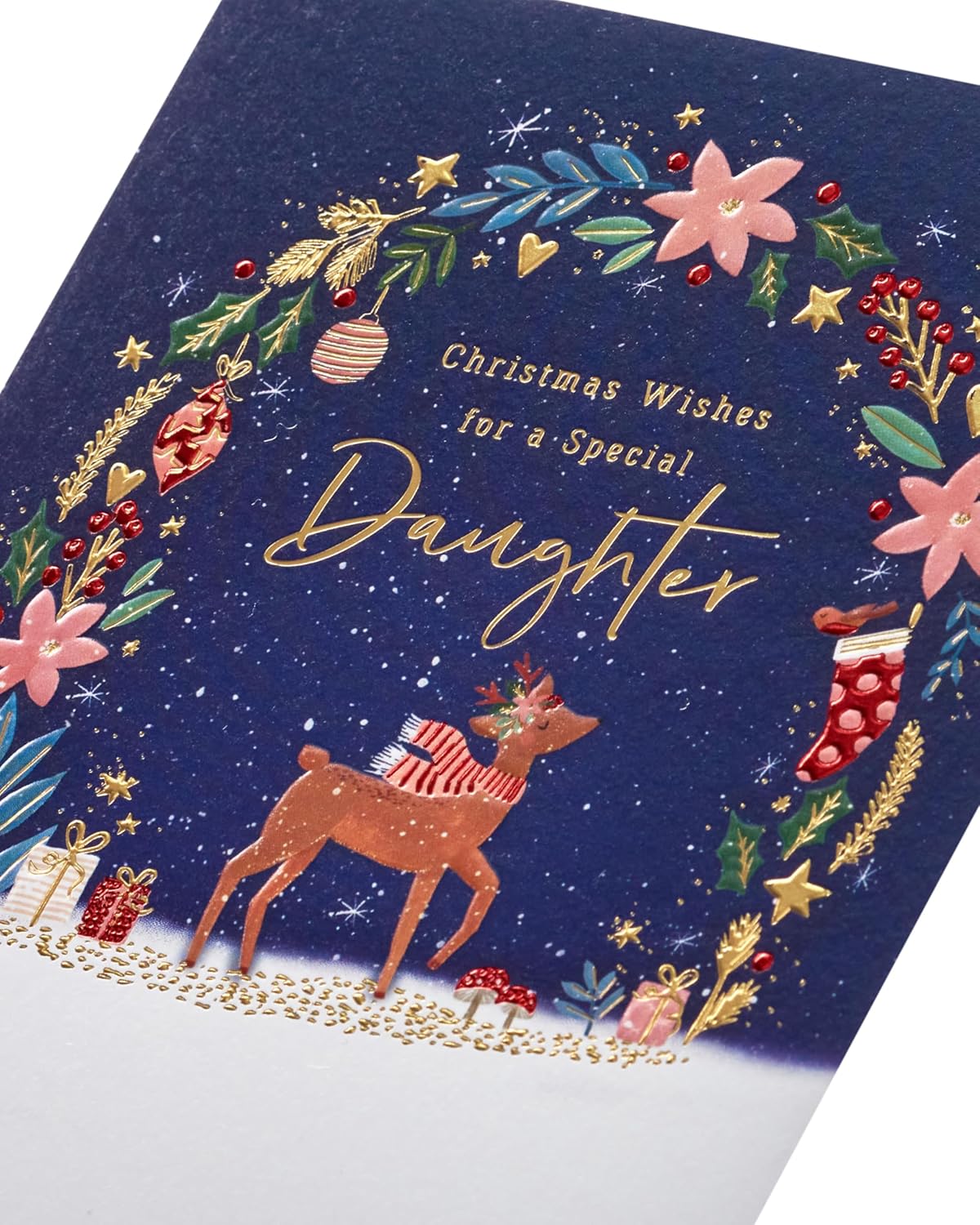 Sweet Reindeer Design Daughter Christmas Card