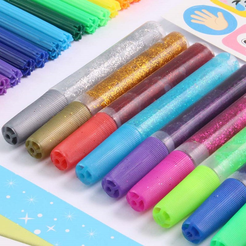 Pack of 10 Glitter Glue Pens - Assorted Colours