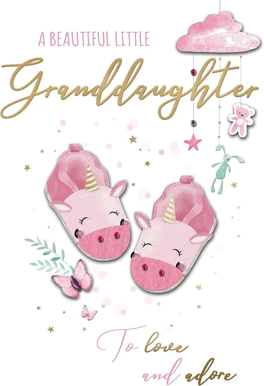 Embellished Beautiful Little Granddaughter New Baby Card