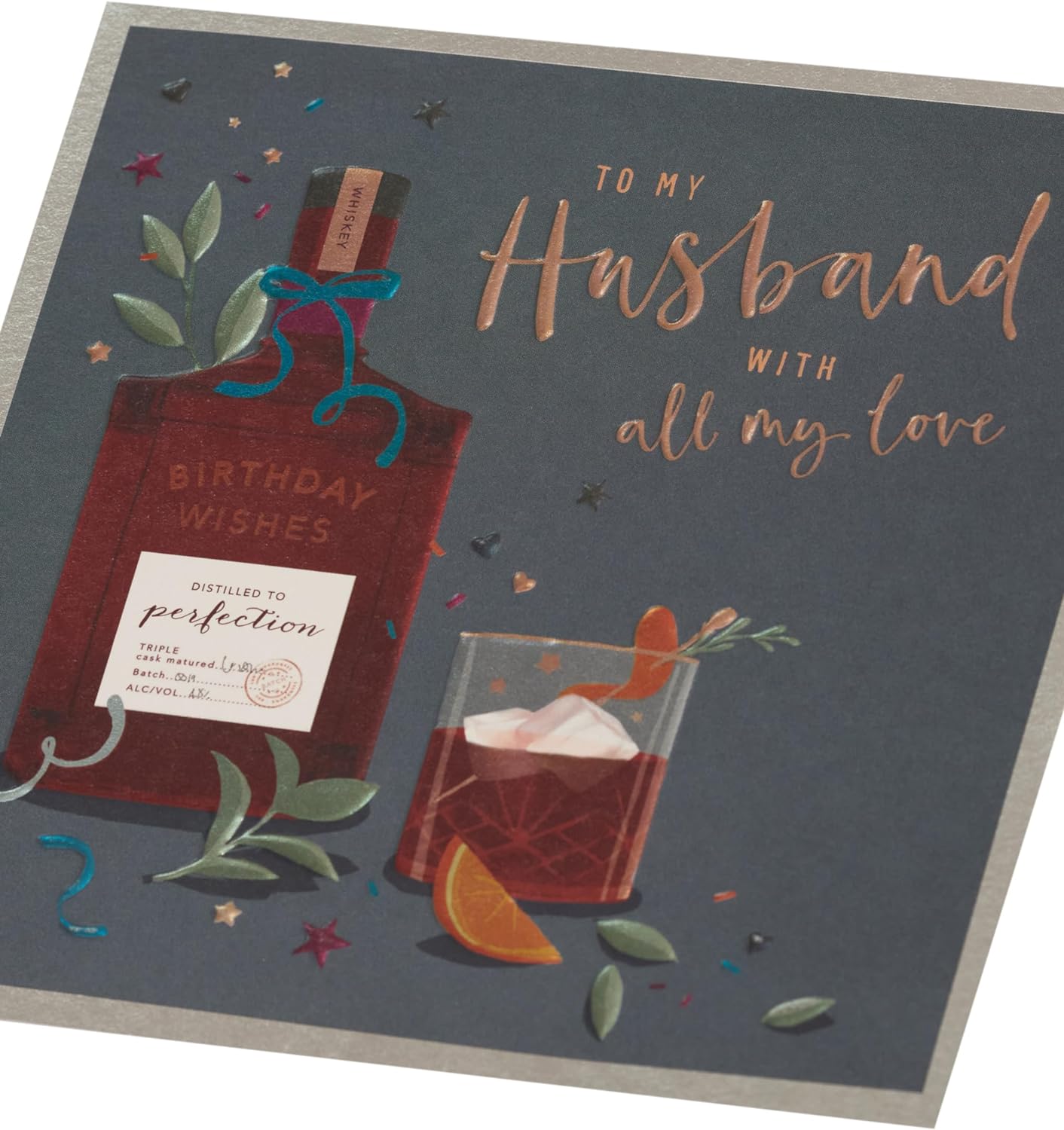 Whiskey Bottle Design Husband Birthday Card