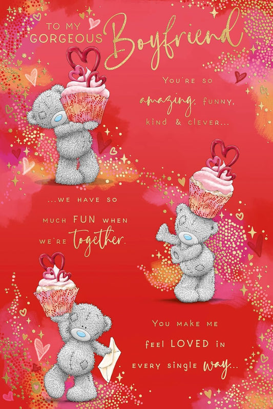 Bear With Cup Cake Boyfriend Valentine's Day Card