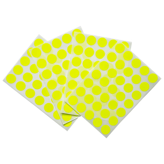 Pack of 1400 Fluorescent Yellow 13mm Round Labels - Stickers