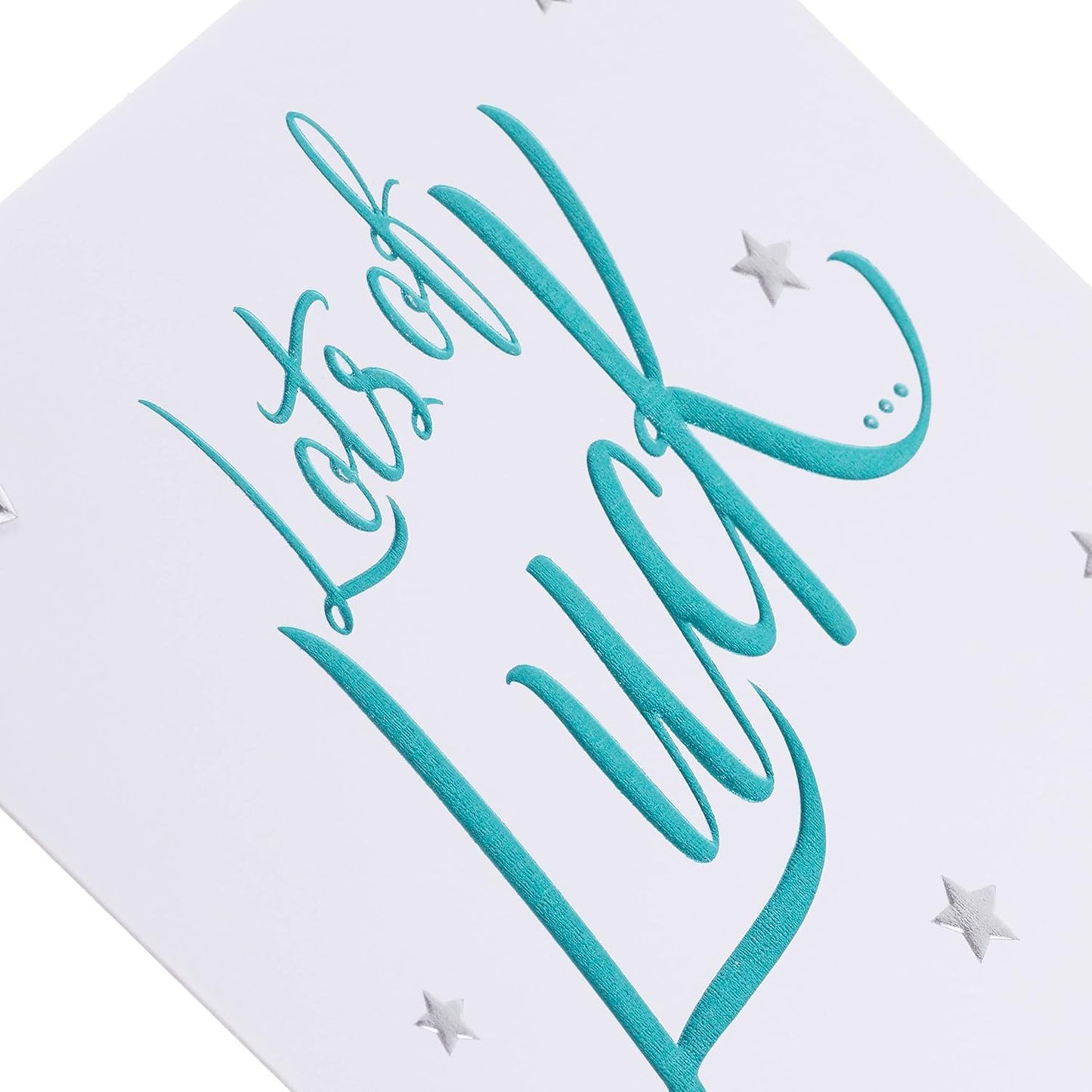 Contemporary Embossed Stars And Hearts Design Good Luck Card