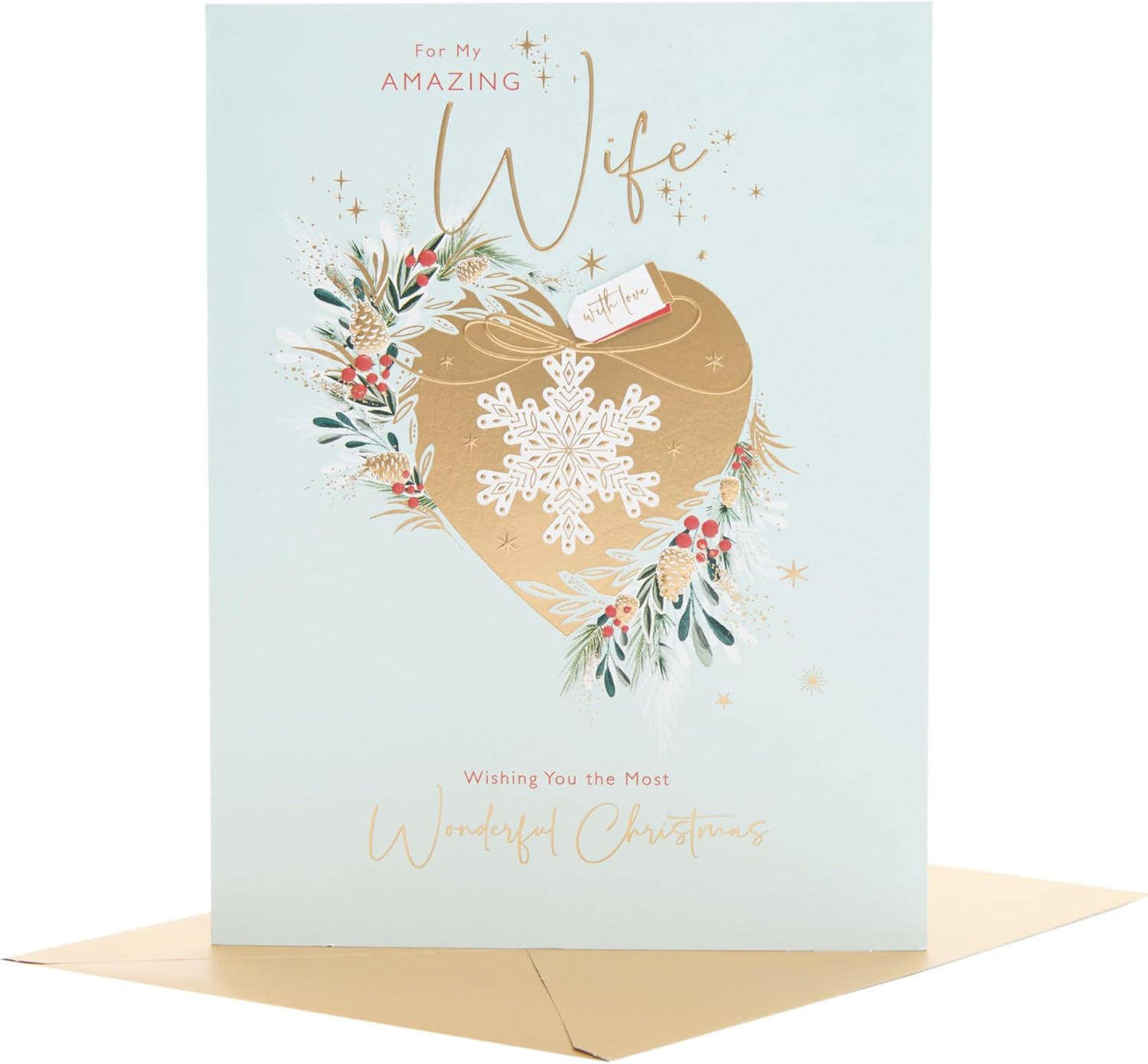 Festive Gold Design Wife Christmas Card