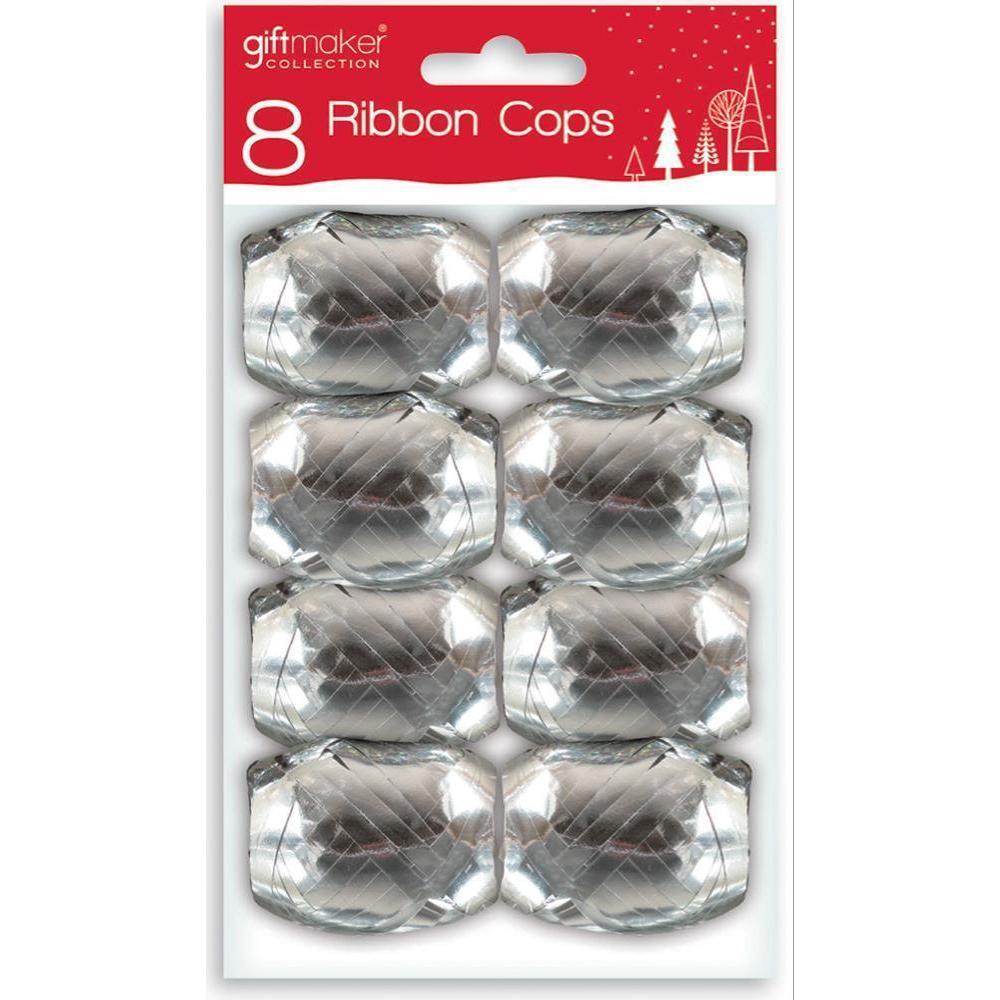 Pack of 8 Ribbon Cops Silver Christmas accessories