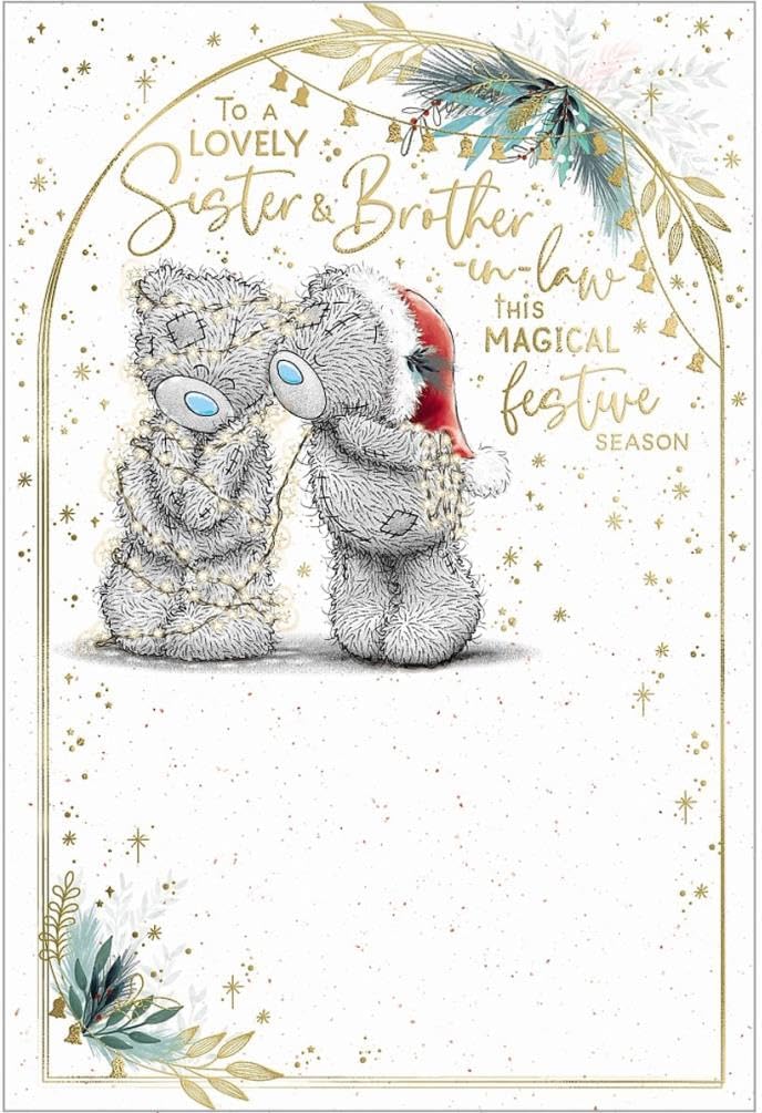 Bears Wrapped In Fairy Lights Sister And Brother In Law Christmas Card