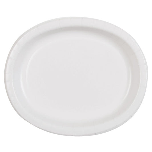 Pack of 8 White Solid Oval Plates