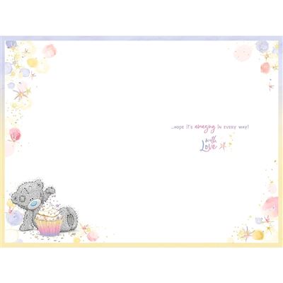 Bear Holding Up Cupcake Sister 21st Birthday Card