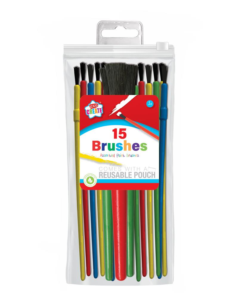 Pack of 15 Assorted Paint Brushes