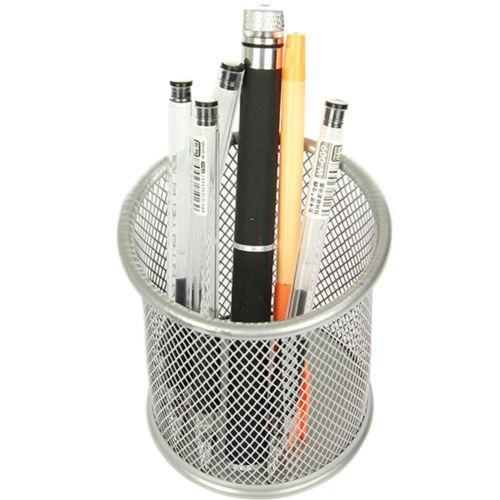 Pack of 2 Sliver Mesh Pen Pot 9 x 10cm