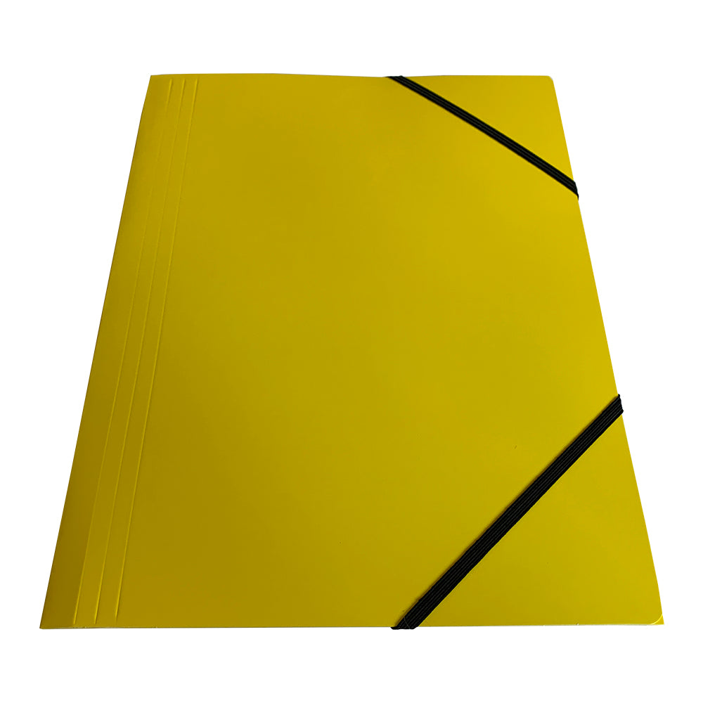 Janrax A4 Yellow Laminated Card 3 Flap Folder with Elastic Closure