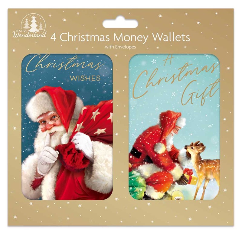 Pack of 4 Traditional Christmas Money Wallets