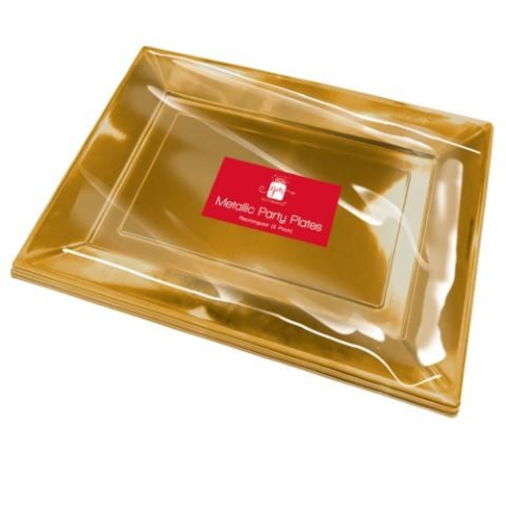 Pack of 2 Christmas Metallic Gold Platter Trays