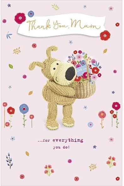 Boofle with Basket Of Flowers Mum Mother's Day Card