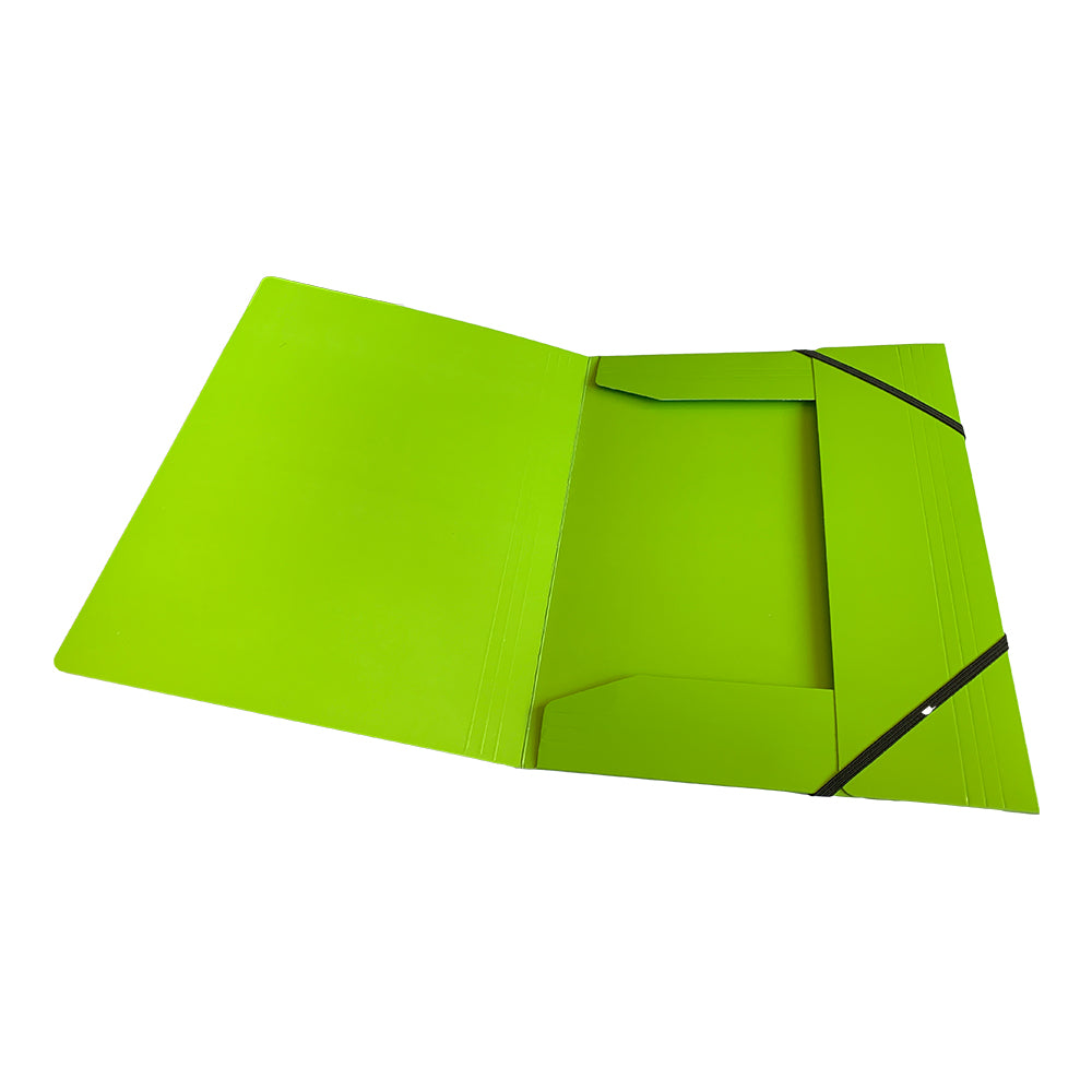 Janrax A4 Green Laminated Card 3 Flap Folder with Elastic Closure