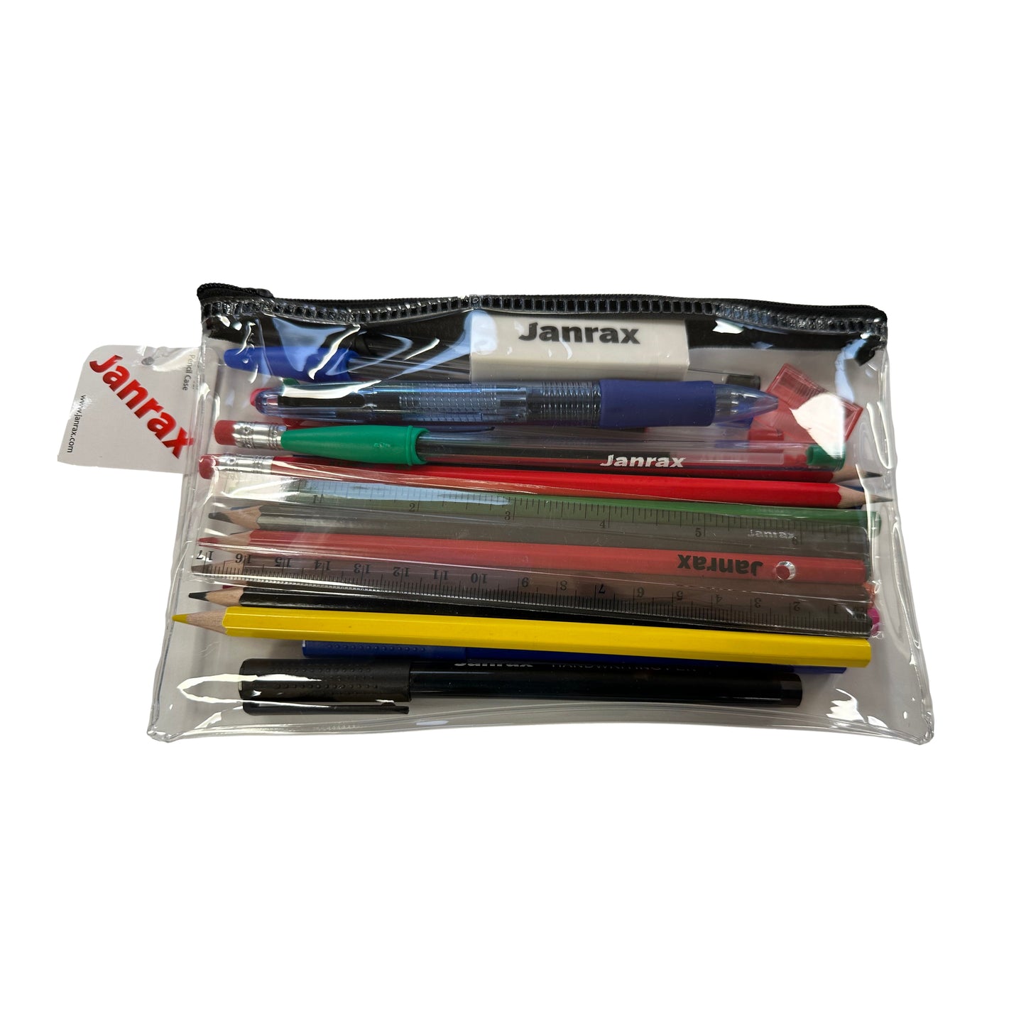 Stationery Filled White Zip 8x5" Pencil Case with Colouring Pencils