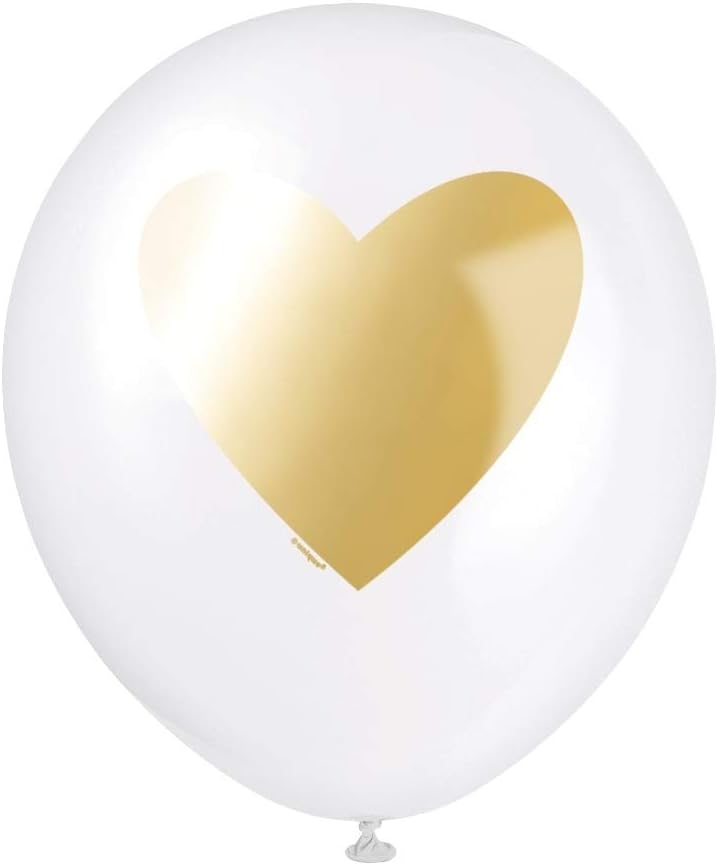 Pack of 6 Gold Heart 12" Assorted Latex Balloons